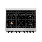 ZLINE Autograph Package - 36 In. Dual Fuel Range and Range Hood with White Matte Door and Matte Black Accents, 2AKP-RAWMRH36-MB