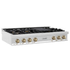 ZLINE Autograph Bronze Package - 48" Rangetop, 48" Range Hood, Dishwasher, Built-In Refrigerator, Microwave Oven, Wall Oven