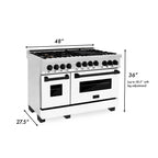 ZLINE Autograph Package - 48" Dual Fuel Range, Range Hood, Refrigerator with Water and Ice Dispenser, Dishwasher with Matte Black Accents