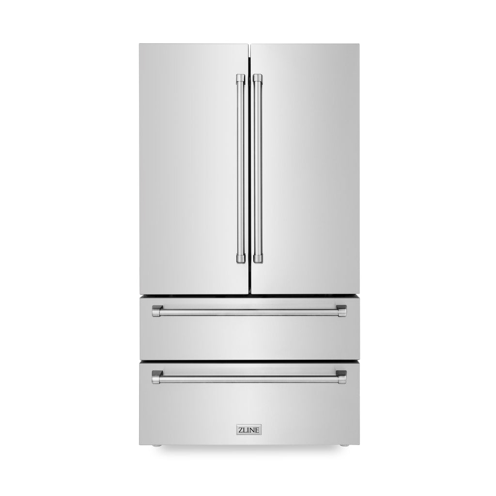 ZLINE 5-Piece Appliance Package - 36 In. Gas Rangetop, Range Hood, Refrigerator, Dishwasher and Wall Oven in Stainless Steel, 5KPR-RTRH36-AWSDWV