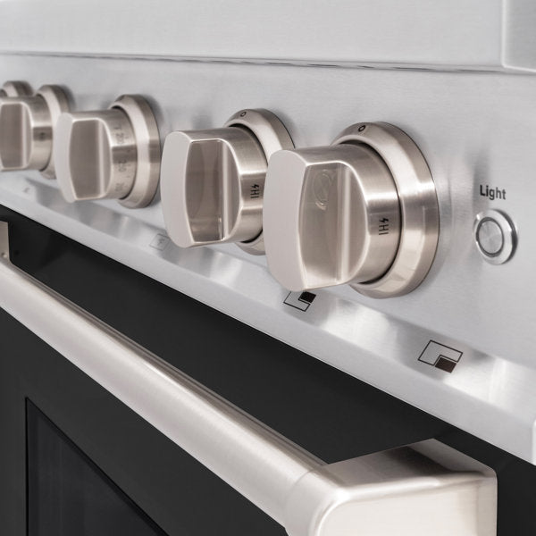 ZLINE 30 in. 4.2 cu. ft. Classic Dual Fuel Range with 4 Gas Burners and Electric Convection Oven in Stainless Steel with Black Matte Door (CDR-BLM-30)