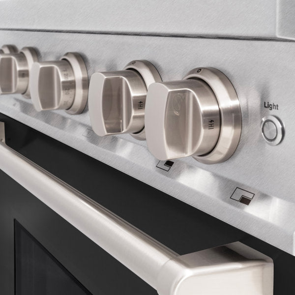 ZLINE 30 in. Dual Fuel Range 4.2 cu. ft. Gas Cooktop with 4 Burners & Electric Convection Oven Satin Stainless Steel with Black Matte Door (CDRS-BLM-30)