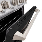 ZLINE 30 in. 4.2 cu. ft. Classic Dual Fuel Range with 4 Gas Burners and Electric Convection Oven in Stainless Steel with Black Matte Door (CDR-BLM-30)