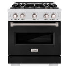 ZLINE 30 in. Classic Gas Range, 4 Burners, 4.2 cu. ft. Convection Gas Oven, Satin Stainless Steel with Black Matte Door (CGRS-BLM-30)