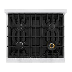 ZLINE 30 in. Classic Gas Range, 4 Burners, 4.2 cu. ft. Convection Gas Oven, Satin Stainless Steel with Black Matte Door (CGRS-BLM-30)