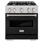 ZLINE 30 in. Gas Range 4.2 cu. ft. 4 Burners Stainless Steel with Black Matte Door, MODEL CGR-BLM-30
