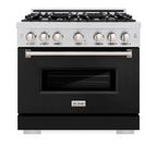 ZLINE 36 in. Classic Dual Fuel Range with 6 Gas Burners and 5.2 cu. ft. Electric Convection Oven in Stainless Steel with Black Matte Door (CDR-BLM-36)