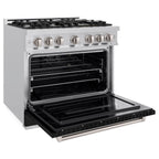 ZLINE 36 in. Gas Range 5.2 cu. ft. 6 Burner Stainless Steel with Black Matte Door (CGR-BLM-36)