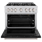 ZLINE 36 in. Gas Range 5.2 cu. ft. 6 Burner Stainless Steel with Black Matte Door (CGR-BLM-36)