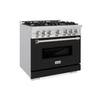 ZLINE 36 in. Gas Range 5.2 cu. ft. 6 Burner Stainless Steel with Black Matte Door (CGR-BLM-36)