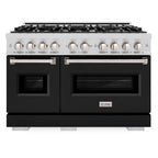 ZLINE 48 in. 6.7 cu. ft. Classic Dual Fuel Range with Double Oven and 8 Burners in Stainless Steel with Black Matte Doors (CDR-BLM-48)