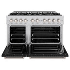 ZLINE 48 in. Gas Range Double Oven 6.7 cu. ft. 8 Burners Stainless Steel with Black Matte Doors (CGR-BLM-48)