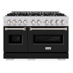 ZLINE 48 in. Gas Range Double Oven 6.7 cu. ft. 8 Burners Stainless Steel with Black Matte Doors (CGR-BLM-48)