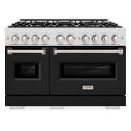 ZLINE 48 in. Gas Range Double Oven 6.7 cu. ft. 8 Burner Cooktop Satin Stainless Steel with Black Matte Doors (CGRS-BLM-48)