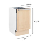 ZLINE 18" Tallac Series Built-In Dishwasher in Unfinished Wood with Stainless Steel Handles, DWV-UF-18