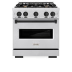 ZLINE 30 in. Gas Range 4.2 cu. ft. 4 Burner Convection Oven Satin Stainless Steel with Matte Black Accents (CGRSZ-30-MB)