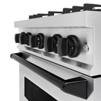 ZLINE 30 in. Gas Range 4.2 cu. ft. 4 Burner Convection Oven Satin Stainless Steel with Matte Black Accents (CGRSZ-30-MB)