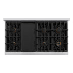 ZLINE Autograph Edition 48 in. 6.7 cu. ft. Double Oven Dual Fuel Range with 8 Gas Burners in Stainless Steel with Black Matte Doors and Champagne Bronze Accents (CDRZ-BLM-48-CB)