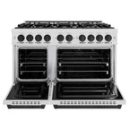 ZLINE Autograph Edition 48 in. Classic Double Oven Gas Range with 8 Burners, 6.7 cu. ft., Satin Stainless Steel with Matte Black Accents (CGRSZ-48-MB)