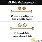 ZLINE Autograph Package - 48" Dual Fuel Range, Range Hood, Refrigerator with Water and Ice Dispenser, Microwave and Dishwasher in Black Stainless Steel with Bronze Accents