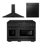 ZLINE Appliance Package - 48 in. Gas Range, Range Hood, Dishwasher in Black, 3KP-SGRBRH48-DW