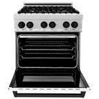 ZLINE Autograph Edition 30 in. 4.0 cu. ft. Legacy Dual Fuel Range with 4-Burner Gas Cooktop and Electric Convection Oven in Satin Stainless Steel with White Matte Door and Matte Black Accents (RASZ-WM-30-MB)