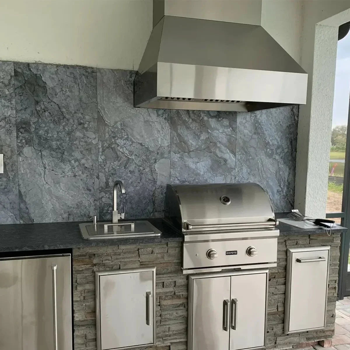 Coyote 42" W x 30" D Chimney Hood with LED Lights - MUST PURCHASE BLOWER SEPARATELY