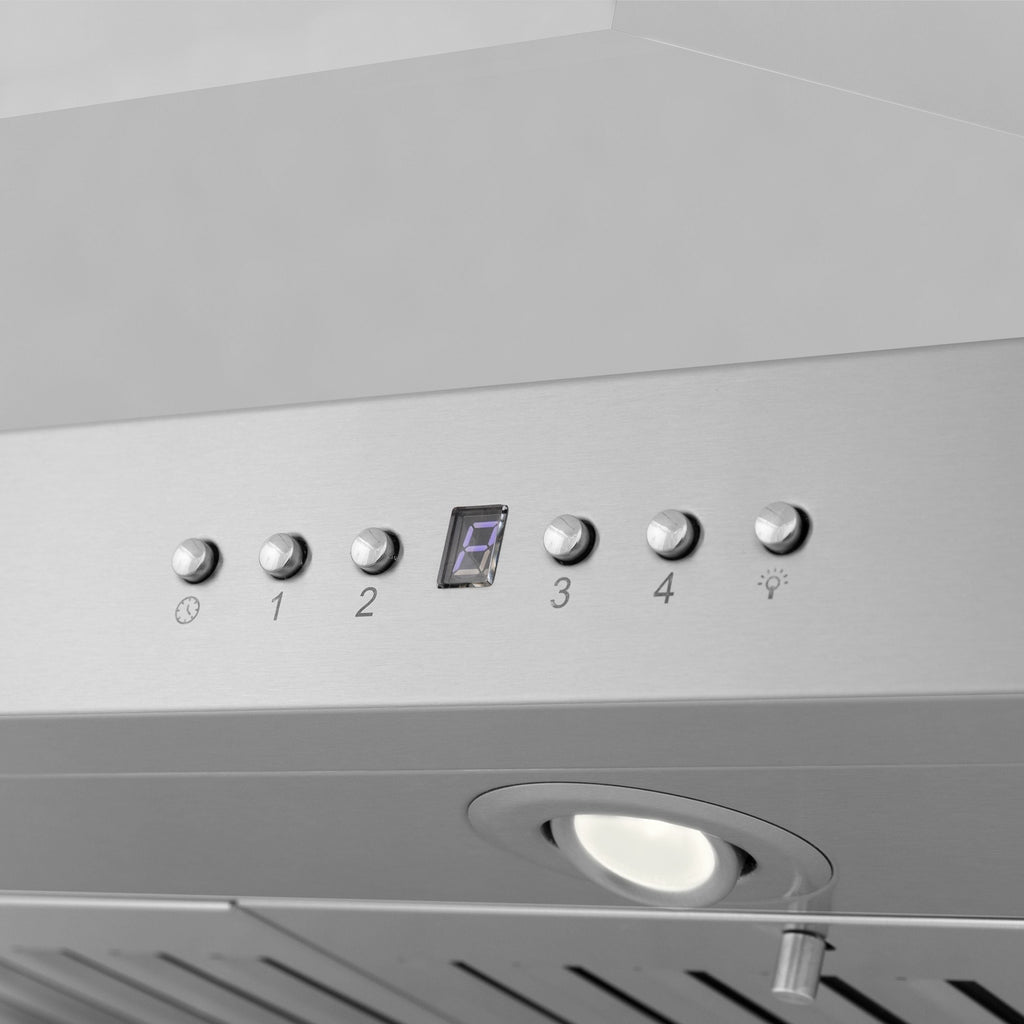 ZLINE 36 in Island Range Hood Stainless Steel Convertible Ducted/Ductless 4-Speed Fan (KL3i-36)
