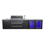 Mont Alpi 805 Black Stainless Steel Island Grill with Beverage Center and Fridge Cabinet, MAi805-BSSBEVFC