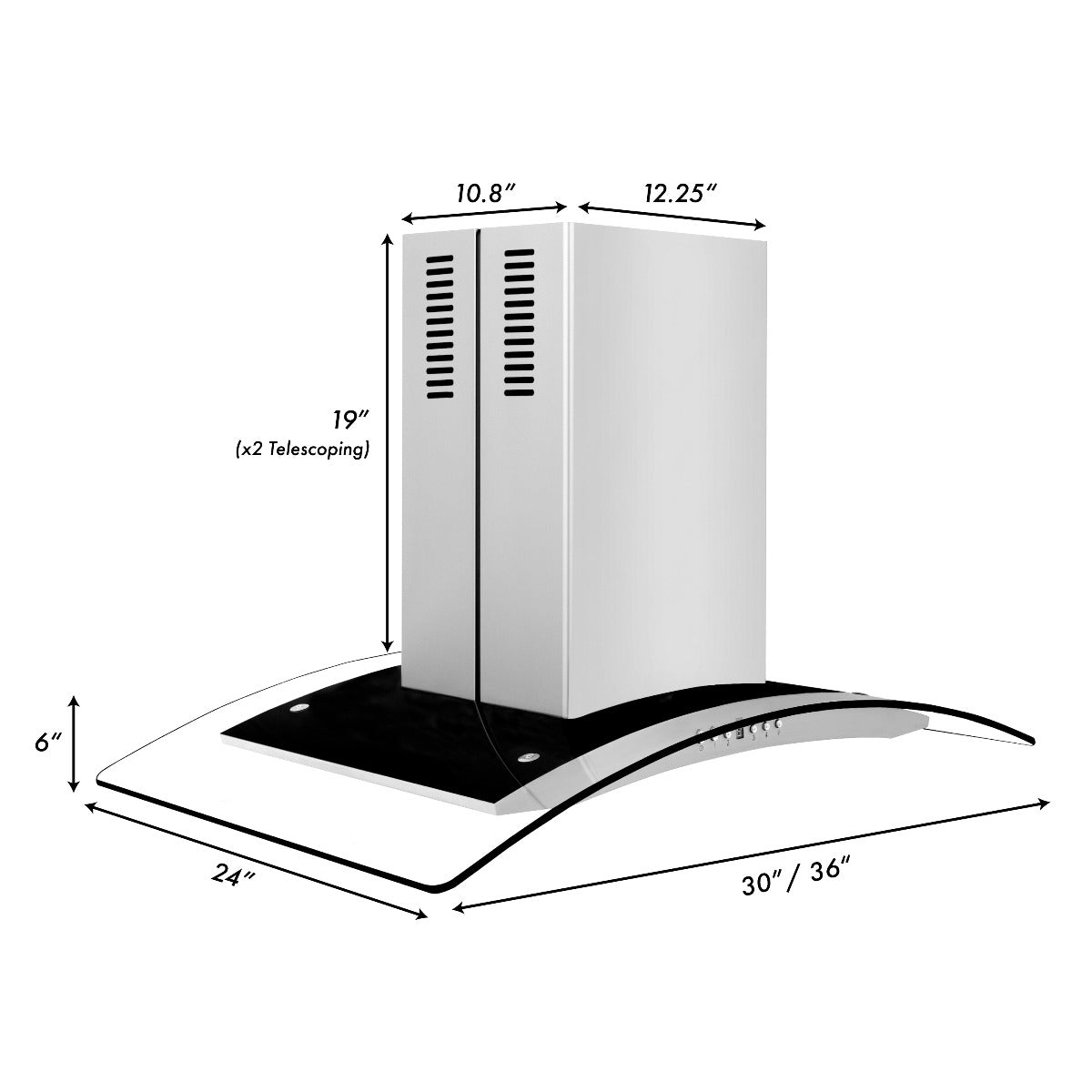ZLINE 30 Inch Island Range Hood Stainless Steel 400 CFM LED Lighting (GL14i-30)