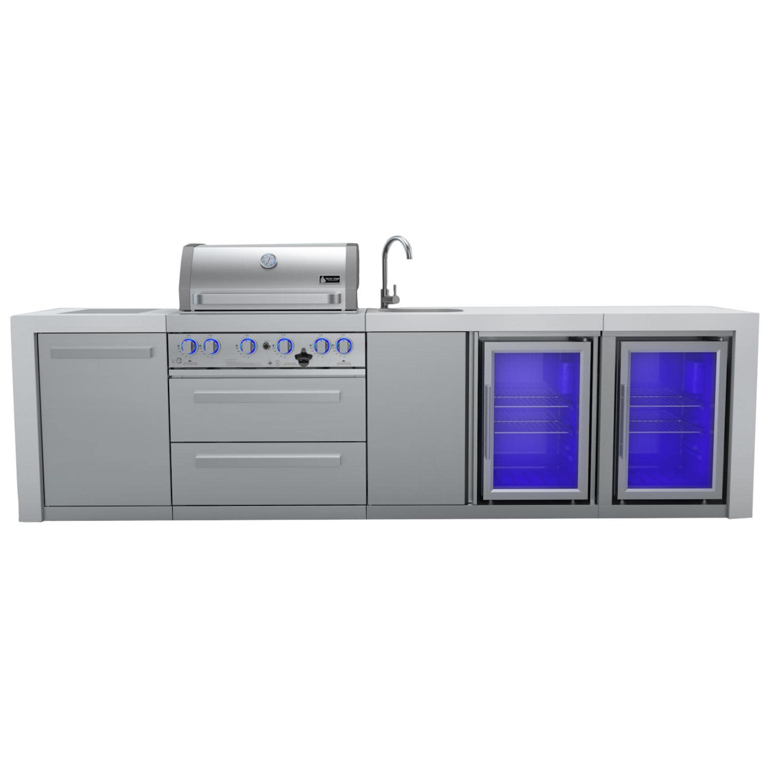 Mont Alpi 400 Deluxe Island Grill with Beverage Center and Fridge Cabinet, MAi400-DBEVFC