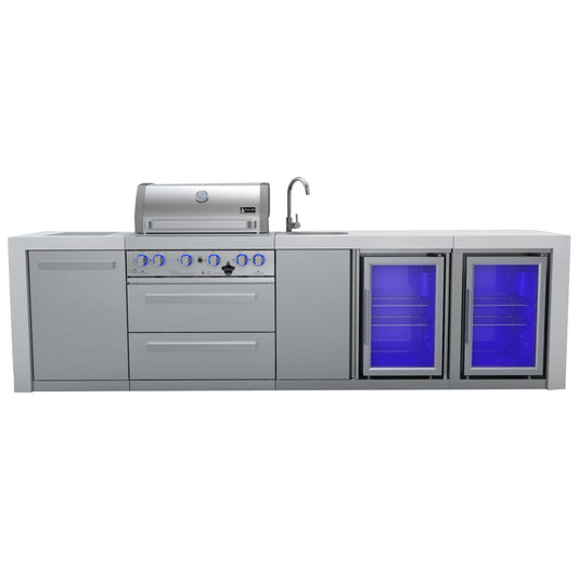 Mont Alpi 400 Deluxe Island Grill with Beverage Center and Fridge Cabinet, MAi400-DBEVFC