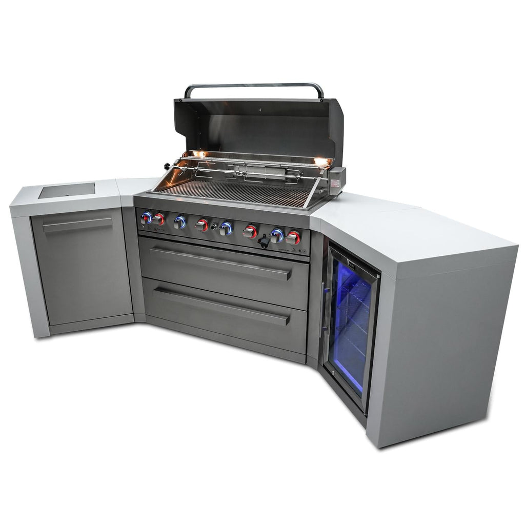 Mont Alpi 805 Deluxe Island Grill with Beverage Center and Fridge Cabinet, MAi805-DBEVFC