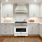 ZLINE Autograph Edition 36 in. Select Dual Fuel Range, 5.2 cu. ft., 6 Burner Gas Cooktop, Electric Convection Oven, Stainless Steel with White Matte Door and Polished Gold Accents (HDRZ-WM-36-G)