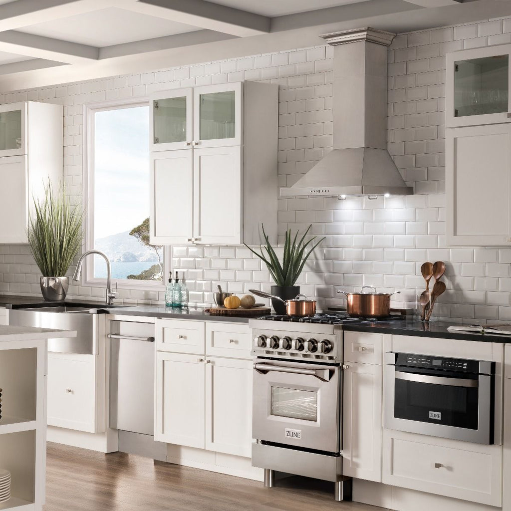 ZLINE 24 in. Dual Fuel Range with Gas Burners and Electric Oven in Stainless Steel with Brass Burners (RA-BR-24)