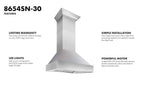ZLINE 30 in. Kitchen Appliance Package with Satin Stainless Steel Stainless Dual Fuel Range, Ducted Vent Range Hood and Tall Tub Dishwasher, 3KP-RASRH30-DWV