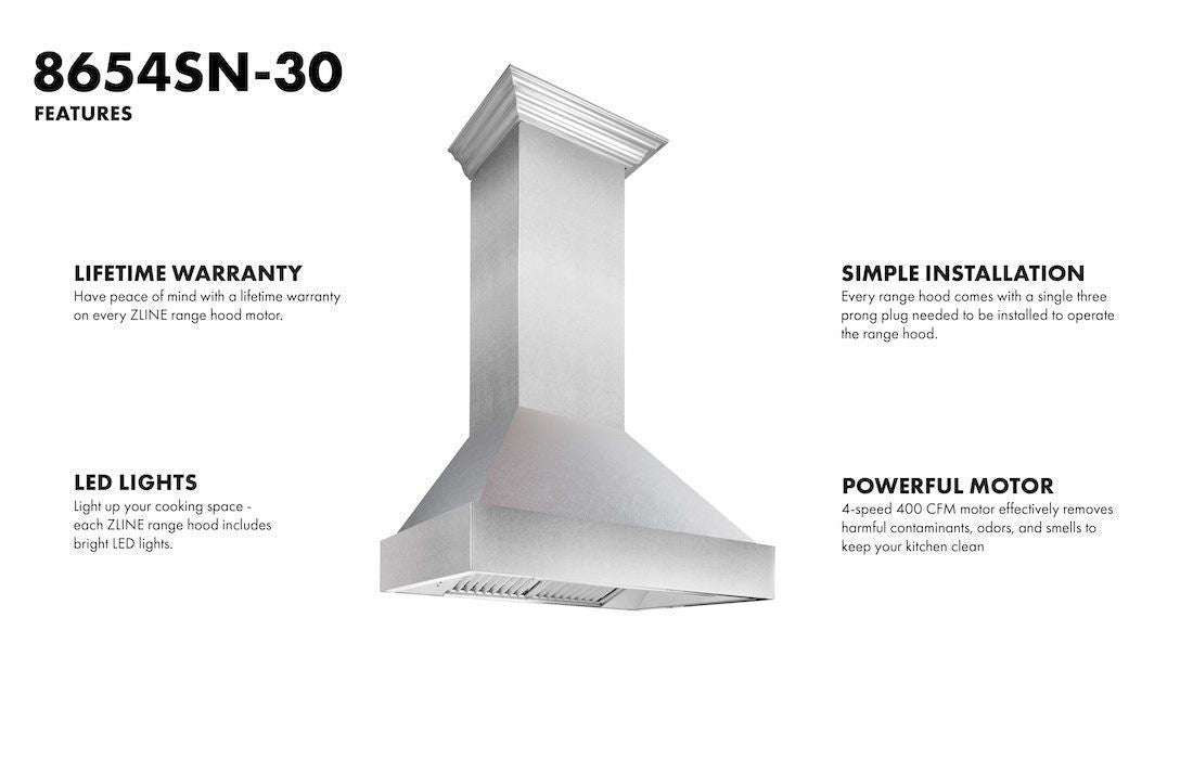ZLINE 30 in. Kitchen Appliance Package with Satin Stainless Steel Stainless Dual Fuel Range, Ducted Vent Range Hood and Tall Tub Dishwasher, 3KP-RASRH30-DWV