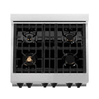 ZLINE Autograph Edition 30 in. 4.0 cu. ft. Legacy Dual Fuel Range with 4-Burner Gas Cooktop and Electric Convection Oven in Satin Stainless Steel with White Matte Door and Matte Black Accents (RASZ-WM-30-MB)
