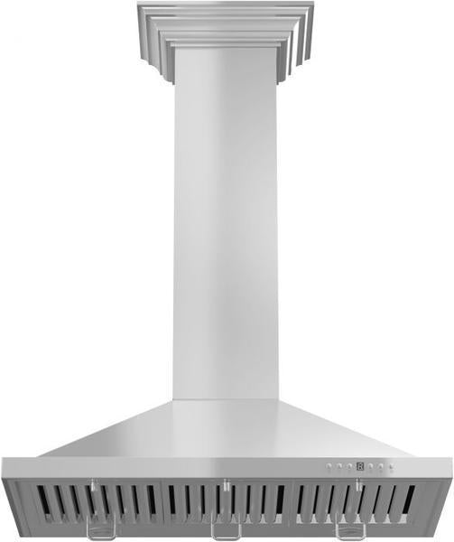 ZLINE 30 in Wall Mount Range Hood Convertible Stainless Steel with Crown Molding KBCRN-30