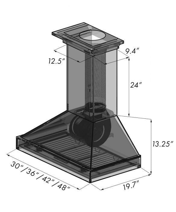ZLINE 36 in. Wall Mount Range Hood Wooden Walnut Finish 400 CFM Designer Kitchen Ventilation (KBRR-36)