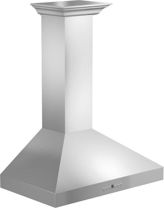 ZLINE 36 in. Wall Mount Range Hood Stainless Steel Convertible Vent Crown Molding 400 CFM (KL3CRN-36)