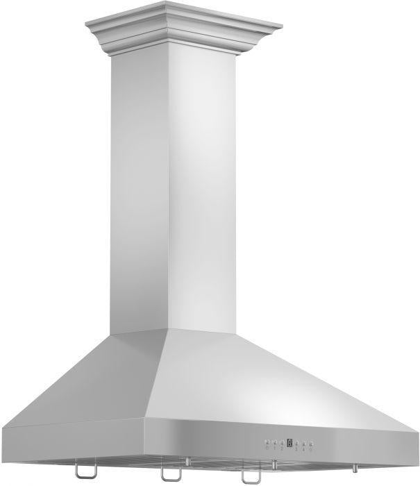 ZLINE 36 in. Wall Mount Range Hood Stainless Steel Convertible Vent Crown Molding 400 CFM (KL3CRN-36)