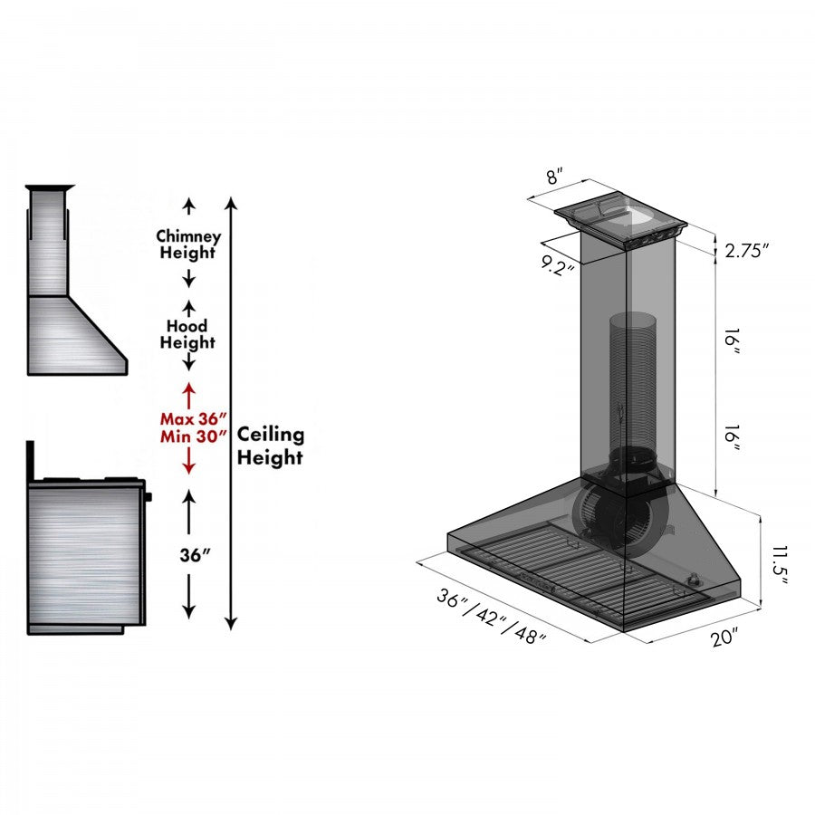 ZLINE 30 in. Wall Mount Range Hood Stainless Steel 400 CFM CrownSound Bluetooth Speakers (KL3CRN-BT-30)