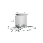 ZLINE 36 in. Wall Mount Range Hood Stainless Steel 400 CFM CrownSound Bluetooth Speakers 4-Speed (KN4CRN-BT-36)