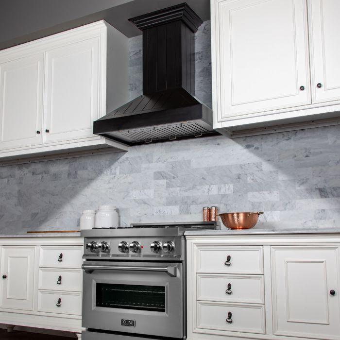 ZLINE 30 Inch Wooden Wall Mount Range Hood Black Finish (KPCC-30)