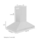 ZLINE 36 in Island Range Hood Stainless Steel Convertible Ducted/Ductless 4-Speed Fan (KL3i-36)