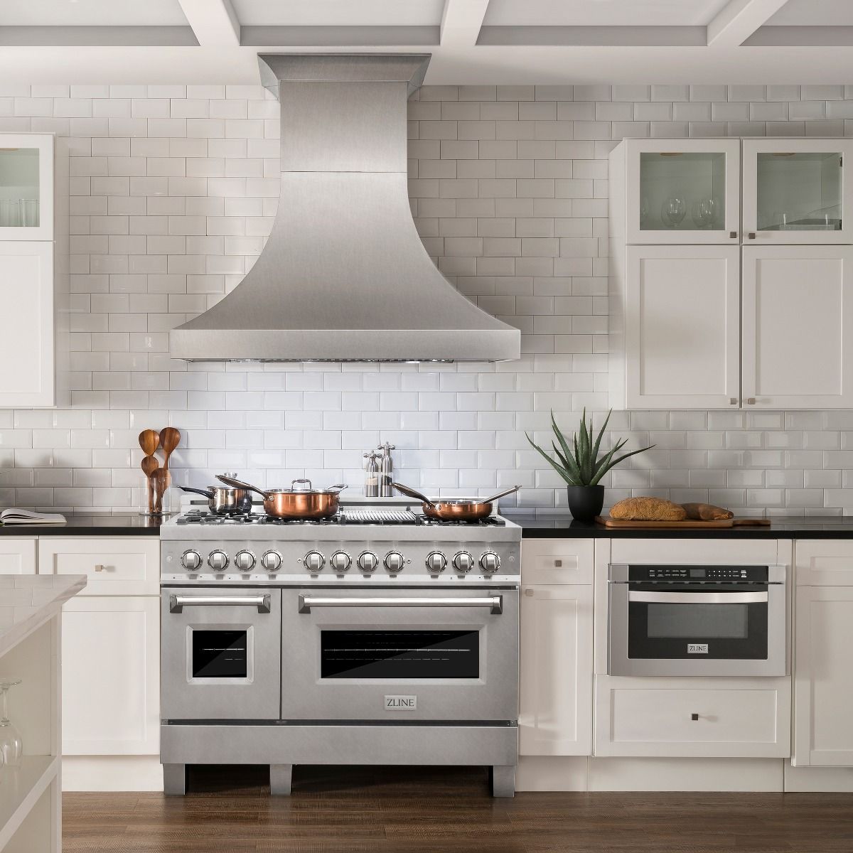 ZLINE 48 in. Kitchen Appliance Package with Satin Stainless Dual Fuel Range, Ducted Vent Range Hood and Tall Tub Dishwasher, 3KP-RASRH48-DWV