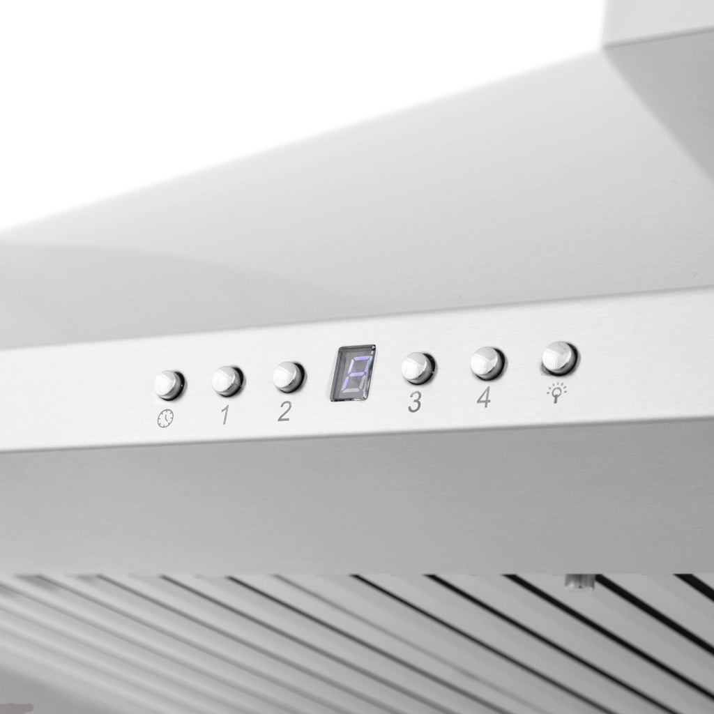 ZLINE 36 in. Wall Mount Range Hood 400 CFM Stainless Steel Built-In CrownSound™ Bluetooth Speakers (KF1CRN-BT-36)