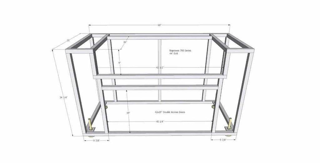 Napoleon BIG44 700-Series Gas BBQ Grill Island with 42x19 Double Access Doors