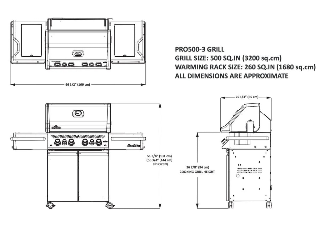 Napoleon Grills Prestige PRO 500 Gas BBQ Grill with Infrared Side & Rear Burners, Stainless Steel